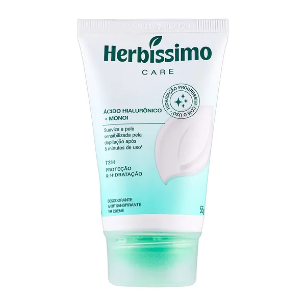 Creme Desodorante Antitranspirante Herbíssimo Bisnaga Care Monoi E Ácido Hialurônico 55g