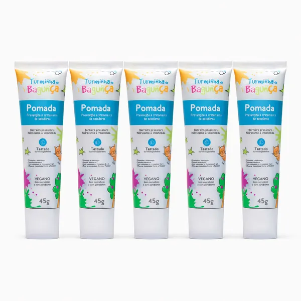 Kit com 05 Pomadas Veganas Prevenção de Assaduras 45g TURMINHA DA BAGUNÇA