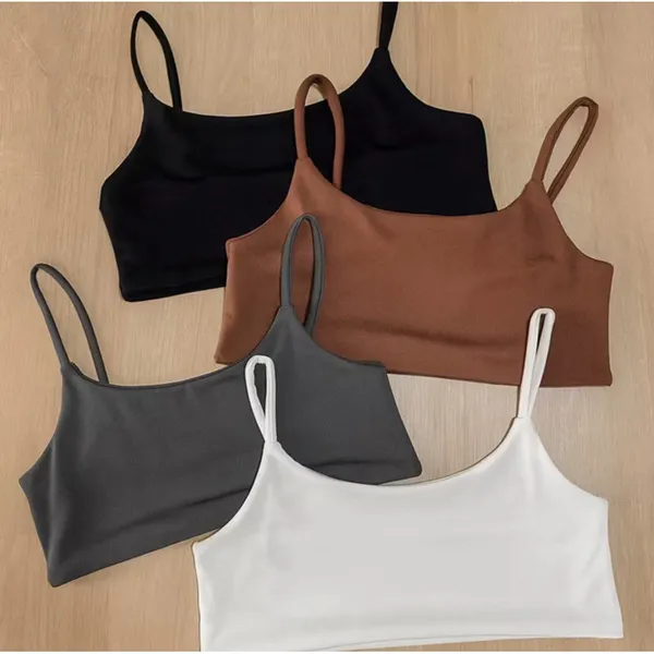 KIT 2 Top Academia Forro Duplo Alça Fina Suplex Premium Com Elástico Feminino Fitness