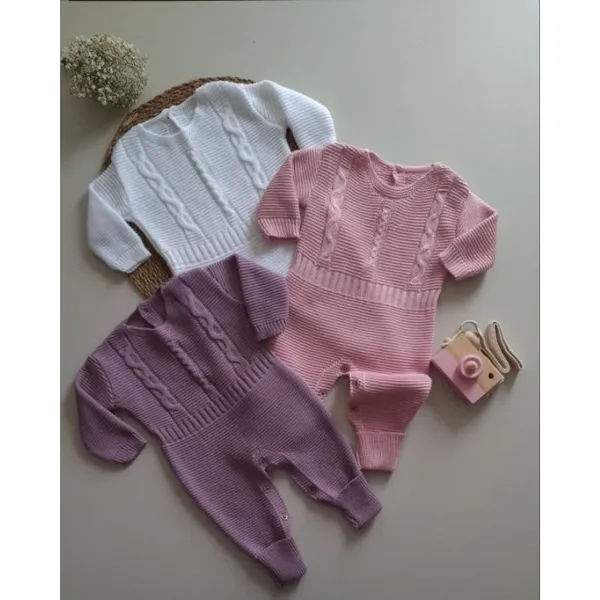 Macacão para Bebê Tricô Unissex  Menino Menina Tricot Recém Nascido Saída Maternidade