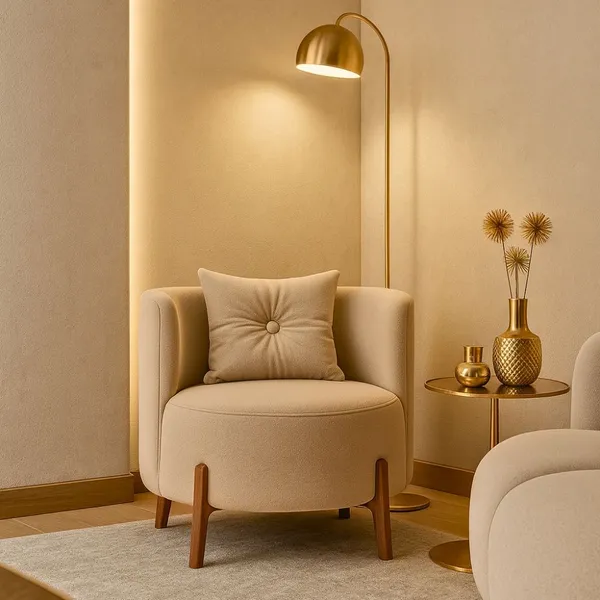 Poltrona Orgânica Luna Luxo Confortável e Moderna com Almofada de Brinde e Pés em Madeira - Vimont Móveis