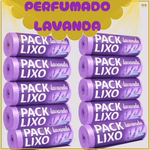 Kit Sacos de Lixo Lavanda Perfumado| Neutraliza Odor | Para Pia e Banheiro / Espanta Insetos