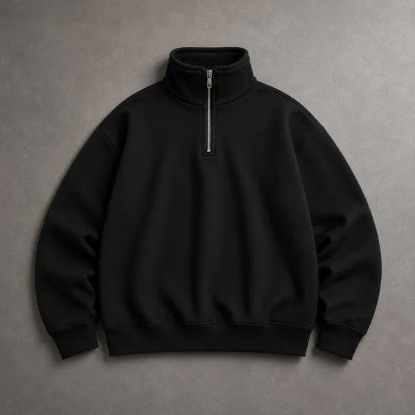 Moletom Masculino Slim Gola Alta com Zíper Premium Casual Inverno