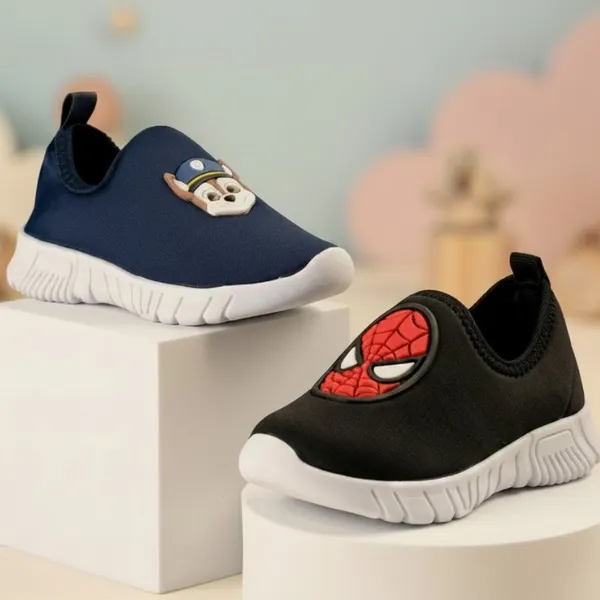 Tenis Infantil Meia Calce Facil Personagem Menino Patrulha Spider Morcego Carros Antiderrapant Conforto Escolar Dia a Di
