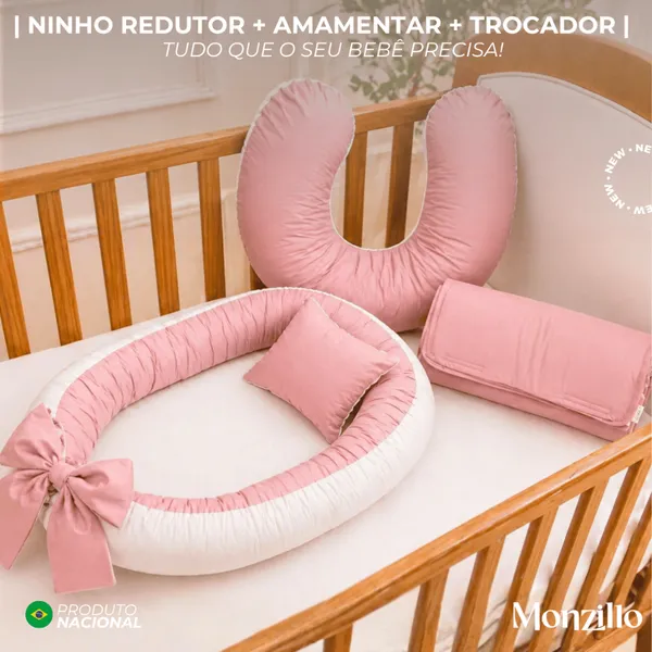 NINHO REDUTOR ALMOFADA AMAMENTAÇÃO TROCADOR PORTÁTIL DE BEBE CORES LISAS