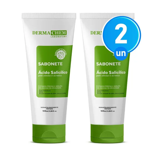 KIT 2 SABONETE ÁCIDO SALICÍLICO PELE OLEOSA 100ML DERMACHEM