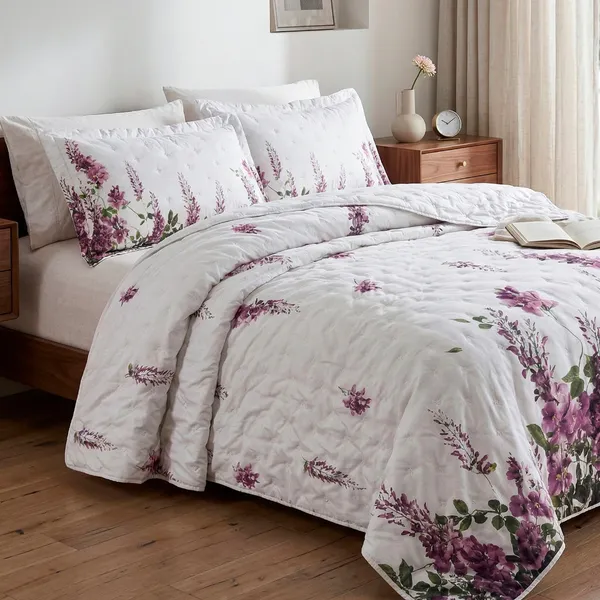 Cobre Leito 03 Peças Estampado Percal 300 Fios Garden