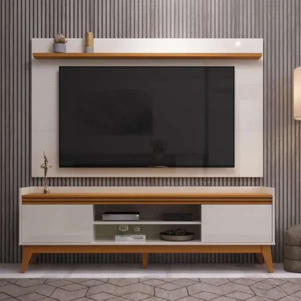 Rack Com Painel Para TV  Até 70 Polegadas Detalhe Ripado Astúrias 180 cm