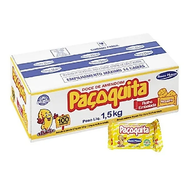 Paçoquita Santa Helena Rolha Caixa De 1,5 Kg Com 100 Unidades De 15g
