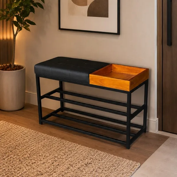 Sapateira Banco Banquinho Estofado Para  Casa 80cm Aparador Luxo