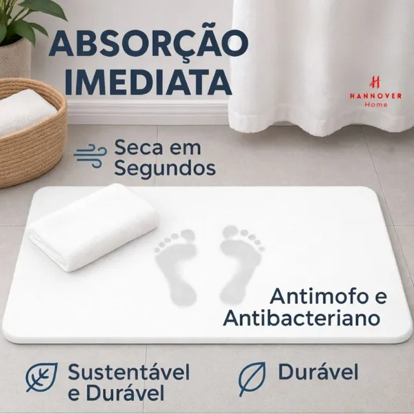 Tapete de Pedra Absorvente Antimofo Alta Absorção Secagem Rápida Antiderrapante Impermeável