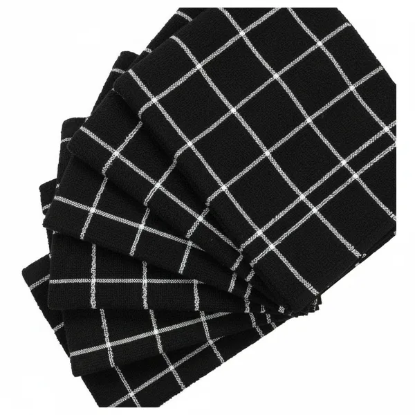 5 PANOS DE PRATO PRETO 45X60CM – LISO, LISTRADO E ELEGANTE - 100% ALGODÃO