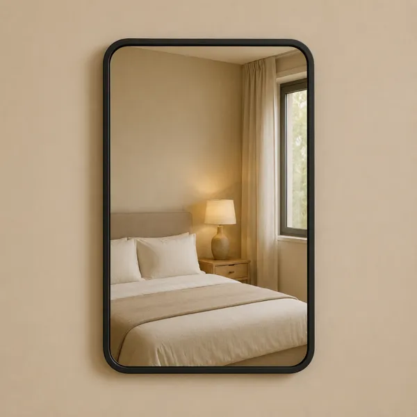 Espelho Lopazzi Retrô Retangular Lopazzi com Moldura Alumínio Decoração Banheiro Quarto Sala Hall 90Cm