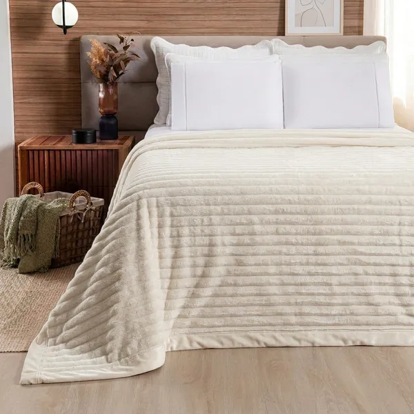 Cobertor Manta Flannel Canelado 2,20m x 2,40m Itália 300g/m²
