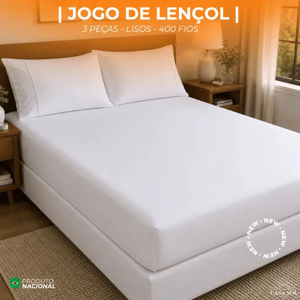Jogo de Lençol Solteiro Casal Queen King 3 Peças 400 Fios Micropercal Ponto Palito