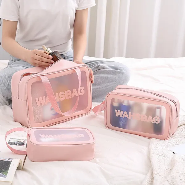Kit 3 Necessaire Maquiagem Transparente WashBag A Prova De Água  332