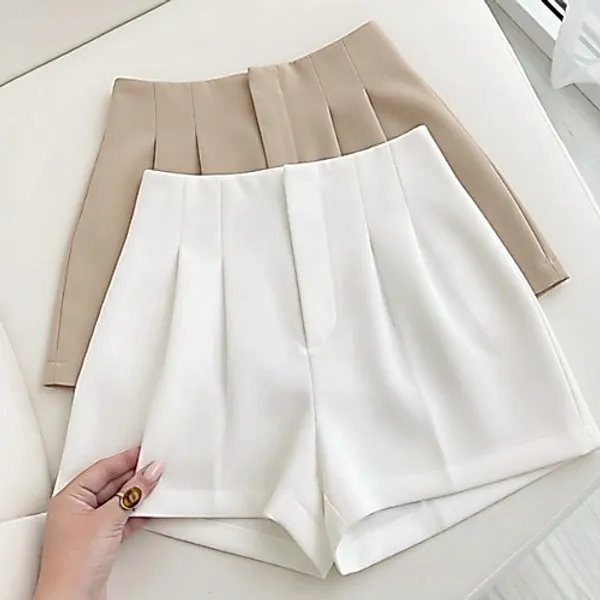 Kit 2 Shorts Alfaiataria Feminino  Cintura Alta com Pregas Elegantes