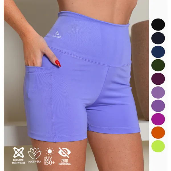 SHORT POLIAMIDA COM BOLSO ZERO TRANSPARENCIA REF: 025