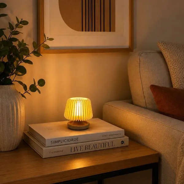 Mini Luminária LED Decorativa 3D com Vela Inclusa – Abajur - Porta-Vela