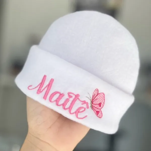 Touca RN Personalizada com Nome Bordado | Touca Maternidade Bebê Recém Nascido Menino Menina
