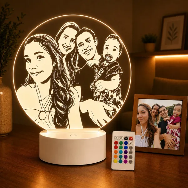 Luminária LED Personalizada Decoração Presente Foto Família Pai Mãe Namorado Multicores Criativo
