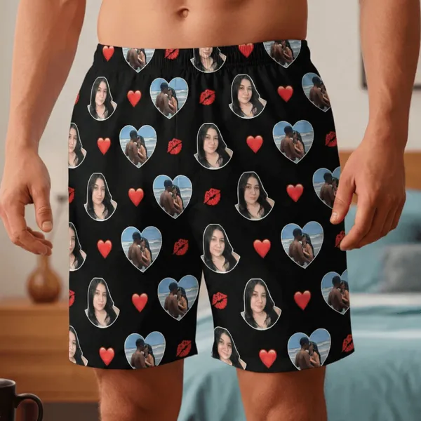 Short Com Foto Personalizado - samba canção com foto dia dos namorados