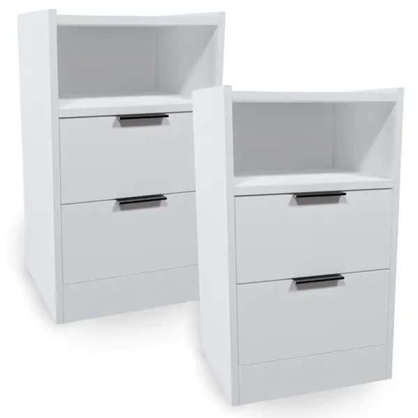 KIT MESA DE CABECEIRA VOXA MÓVEIS MDF 60X30CM 2 UNI. BRANCO COM FUNDO