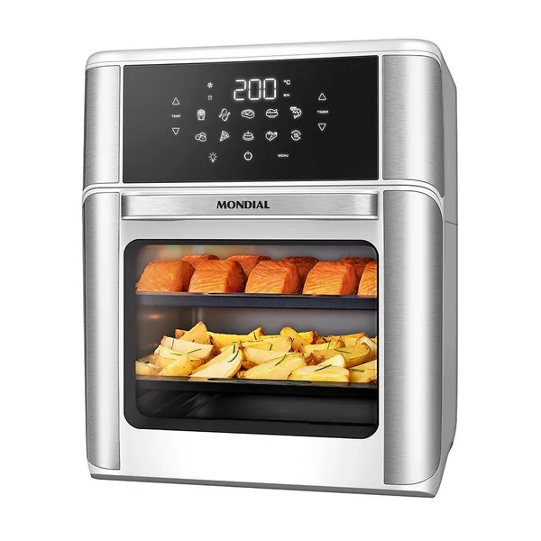 FRITADEIRA AIR FRYER FORNO OVEN 12L MONDIAL BRANCO/INOX 2000W - AFON-12L-WI