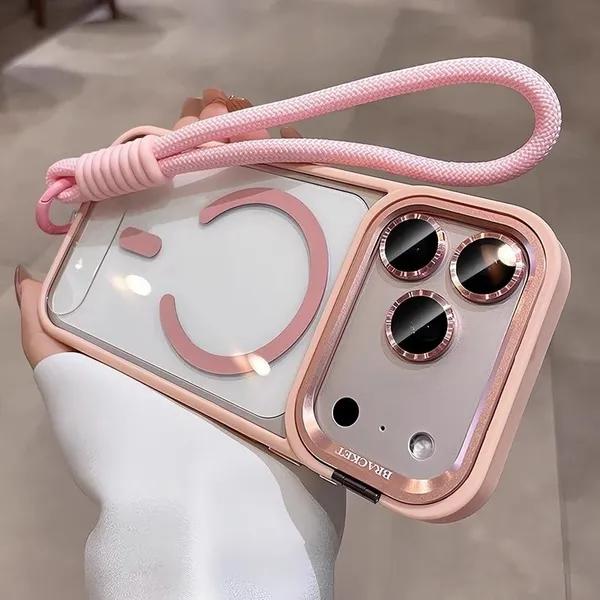 Luxo Magnético Transparente Caso De Telefone Para iPhone 11 12 13 14 15 16 17 Pro Max Plus Claro Suporte Lente Proteção