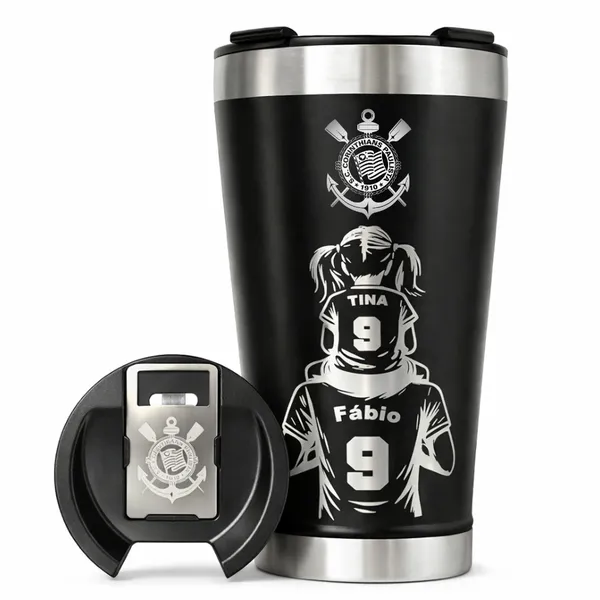 Copo Personalizado Corinthias Pai E Filho Preto