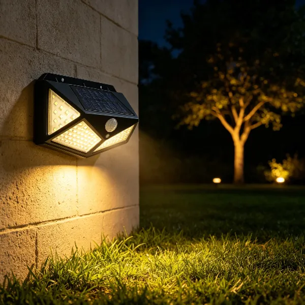 1/2/4 PCS Luminária Parede Solar  100 Leds Com Sensor de Movimento Jardim Externa Prova D'água Casa