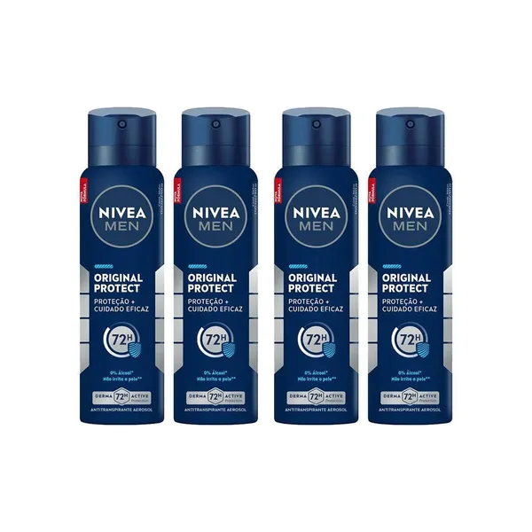 Kit 4 Desodorantes NIVEA MEN Antitranspirante Aerossol Original Protect 150ml