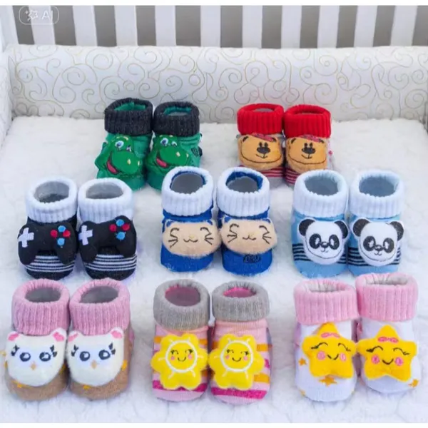 4 KIT PARES DE MEIA DE URSINHO PARA BEBE COM PELUCIA MATERNIDADE E ENXOVAL INFANTIL