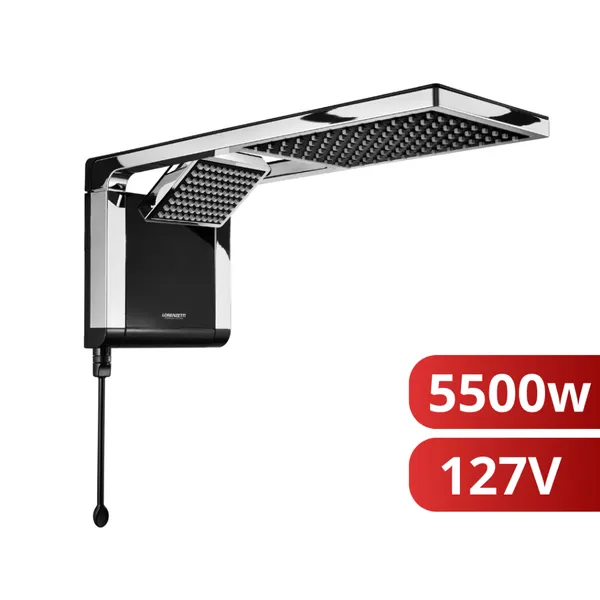 CHUVEIRO DUCHA ACQUA DUO ULTRA PRETO CROMADO 127V 5500W LORENZETTI