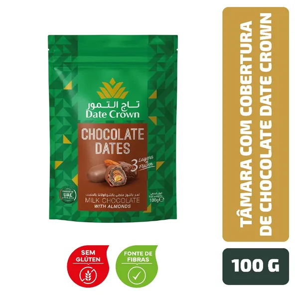 Tâmara com Cobertura de Chocolate Date Crown 100 g