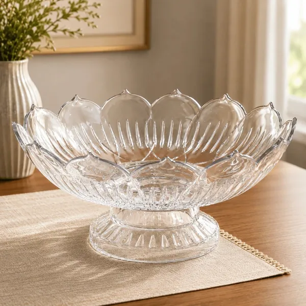 FRUTEIRA TRANSPARENTE GRANDE DECORATIVA PARA FRUTAS MESA POSTA CENTRO DE MESA