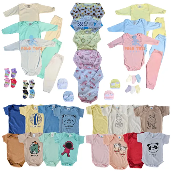Kit enxoval completo bebê 15 peças menino e menina  algodão