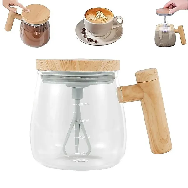 Caneca Misturadora Automática Vidro 400ml Para Café Whey e Chá