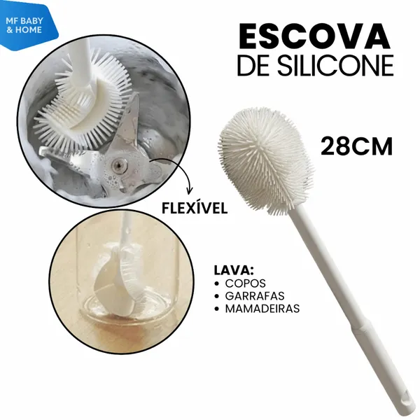 Escova de Limpeza Multifuncional ​Flexível Para Garrafas Mamadeiras Liquidificador De Silicone