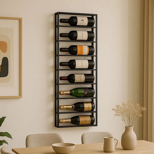 Suporte Bebidas Vinho 8 Garrafas Industrial Moderno Decoração Cozinha Sala de Jantar Parede Suspenso