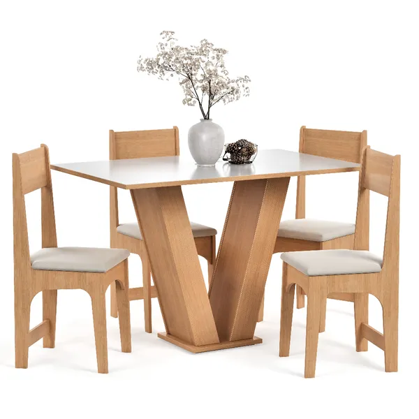 CONJUNTO SALA DE JANTAR 4 LUGARES CADEIRAS ESTOFADAS MESA VIVI PARA COZINHA TAMPO SEMELHANTE VIDRO