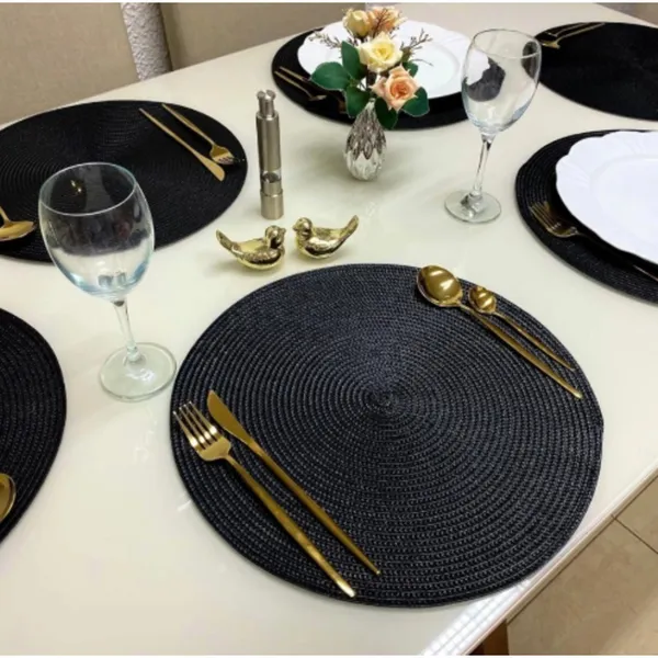 Kit 4/6 Peças Jogo Americano Redondo Sousplat Cozinha Jantar Descanso de Prato Sousplat Cozinha