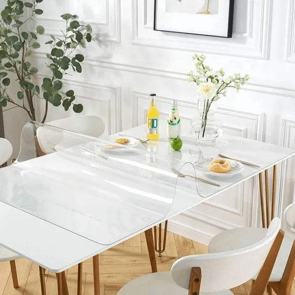 Toalha de Mesa de Plástico Térmica Para 2, 4, 6, 8 e 10 Lugares Transparente Impermeável Cozinha