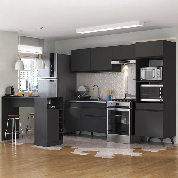 ARMÁRIO DE COZINHA COM BANCADA/MESA GOURMET VENEZA MULTIMÓVEIS MP2174