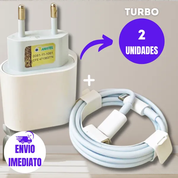 Carregador Turbo IPhone Fonte e Cabo tipo c