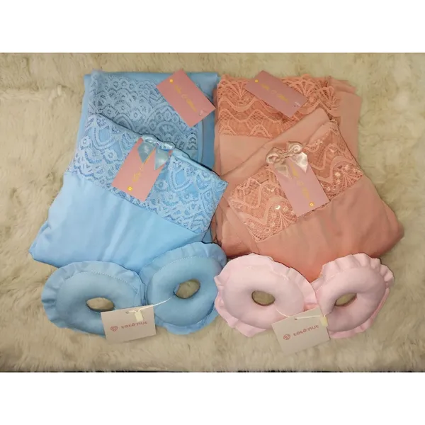 Kit Robe + Camisola + Rosquinha de Amamentação | Gestante Maternidade bebê