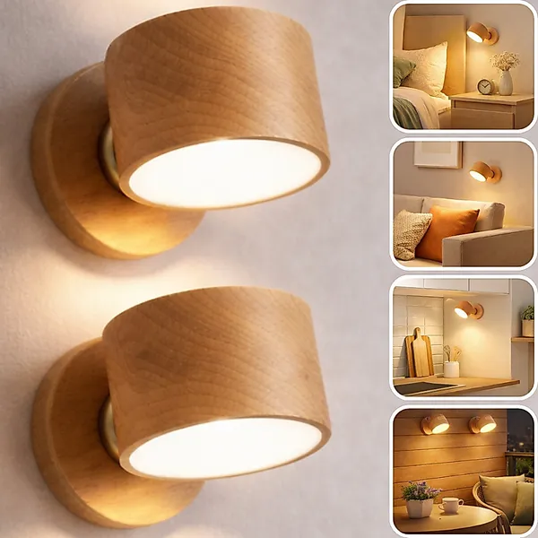 Kit 2 Arandela Led Recarregável Parede Abajur Cabeceira Luz Quarto Usb Interna Banheiro Cozinha Corredor Lâmpada Gira