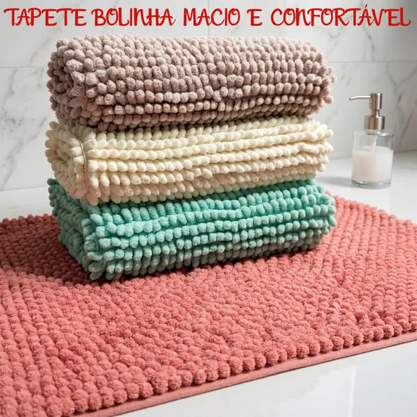 Tapete Bolinha Antiderrapante Microfibra Toque Suave Super Macio