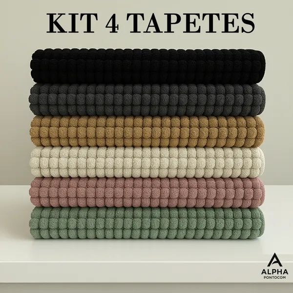 Tapete Bolinha KIT 4 Unidades Microfibra Banheiro Popcorn 38x58 Antiderrapante Macio Alta Absorção