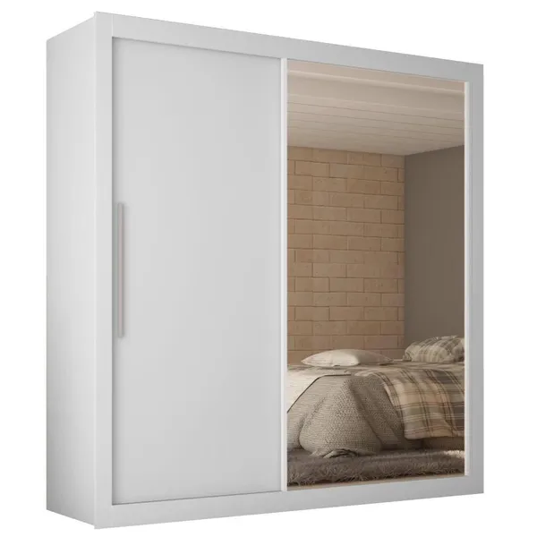 GUARDA ROUPAS 2 PORTAS SOLTEIRO REAL BRANCO ACETINADO